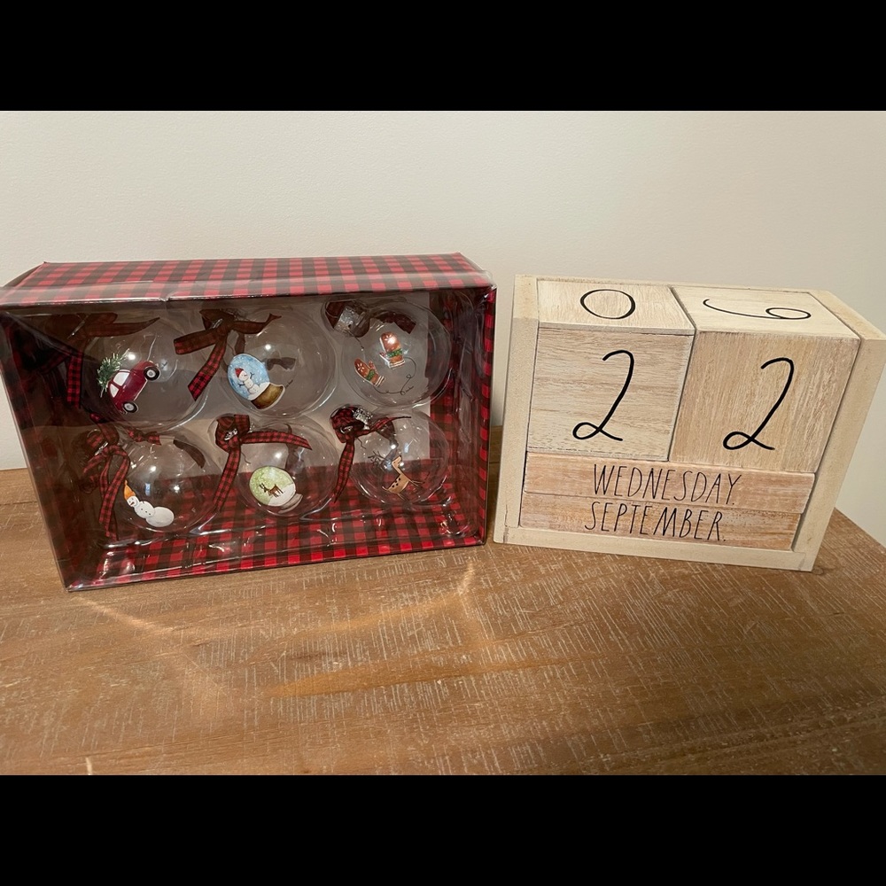 New Rae Dunn 2021 glass Christmas ornament set